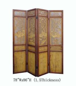   Pieces Chinese Antique Boxwood Four Seasons Room Divider Panel WK2119