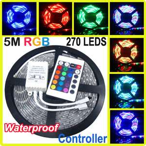  NEW 5M 3528 SMD RGB 270 LED Waterproof Strip Light +IR CONTROL+POWER