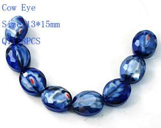   Lots Approx 8pcs Jewelry Making DIY Cow Eye Shape Crystal Loose Beads