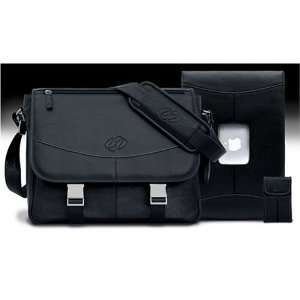   MacCase Premium Leather MacBook Shoulder Bag/ Sleeve /iPod Set   Black
