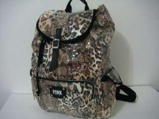   PINK NATURAL LEOPARD SEQUIN BACKPACK LIMITED EDITION SCHOOL  