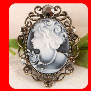 CAMEO Pin Brooch Pendant for necklace Vintage st GRAY  