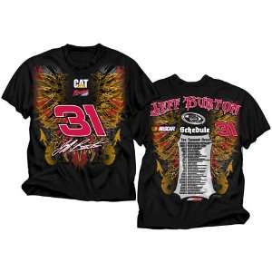 31 Jeff Burton CAT Mens Black 2011 Schedule Tee Shirt  91113  