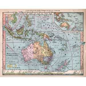   Monteith 1885 Antique Map of Malaysia & Australasia