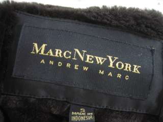 MARC NEW YORK Black Brown Faux Fur Trim Coat Jacket S  