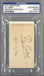 TY COBB AUTOGRAPHED SIGNED PSA/DNA CUT SIGNATURE SLABBED CERTIFIED 