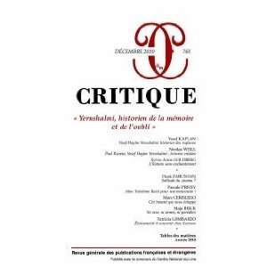  Critique, NÂ° 763, DÃ©cembre 201 (French Edition 