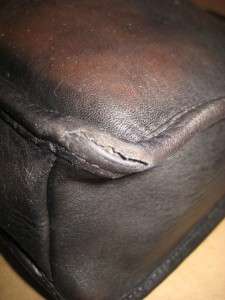   Vintage OLD Dark Brown Black Leather Handbag Satchel Purse Bonnie Rare