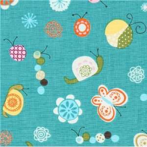 turquoise Riley Blake fabric colourful bugs insects (Sold 
