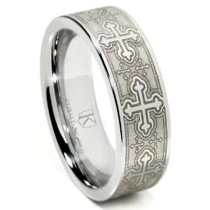   Engraved Wedding Band Ring w/ Cross Designs Sz 9.0 SN#406 Jewelry