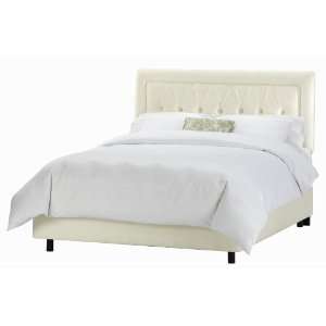  King Skyline Shantung Parchment Tufted Upholstered Bed 