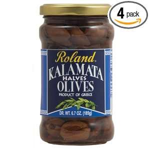 Roland Kalamata Olives, Halves 6.7 Ounce Bottle (Pack of 4)  