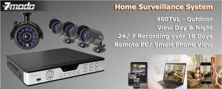 ZMODO 4 CH CCTV Security IR Camera DVR System 500GB  
