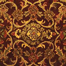 Handmade Taj Mahal Burgundy/ Gold Wool Rug (83 x 11)  