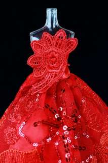 ED1083 Red Handmade Evening Dress for Barbie FR Silkstone FR2 G  