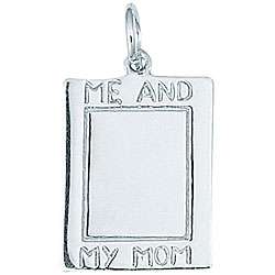   Silver Me and My Mom Engraved Rectangular Disc Charm  