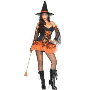  Witch in Orange Halloween Costume 