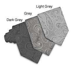 Grey Paisley Woven Silk Tie  