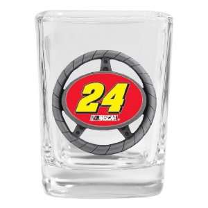 Set of 2 24 JEFF GORDON Steering Wheel Square Shot Glass   NASCAR 