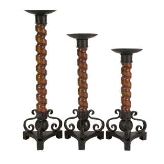 Extra Tall Coiled Wood Scroll Candle Holders   Set/3  
