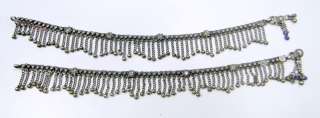 vintage ethnic tribal old silver anklet pair ankle chain  