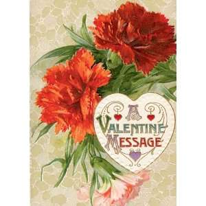  Quality Valentines Day Cards with Carnation Vintage Floral Message 