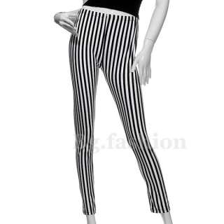 Chic Black&White Vertical Stripe Zebra Leggings Skinny Tights Legwear 