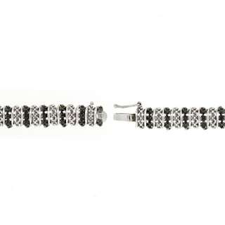 925 Silver Black Diamond Accent Tennis Bracelet  