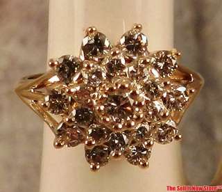   Ladies Diamond Cluster Fashion Ring Sz 6.5 Band Jewelry 4.1g  