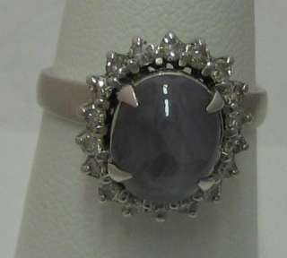   Star Sapphire .72cts tw Diamond 18K White Gold Cocktail Ring  