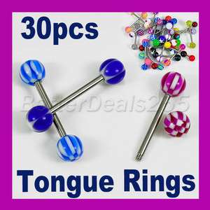 30pcs Tongue Ring Bar Piercing Barbell Body Jewelry NEW  