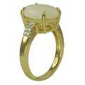 Yach 10k Yellow Gold Ethiopian Opal and 1/6ct TDW Diamond Ring (G H 