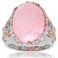   Valitutti Palladium/ Silver/ 18k Vermeil Pink Opal and Ruby Ring