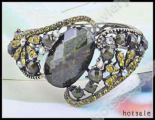 6pcs Charm Crystals Vintage Bangle Cuff Bracelets  