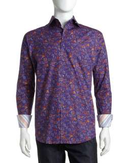 Thomas Dean Floral Print Shirt, Purple  