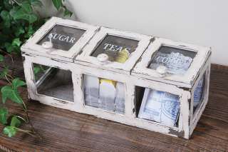 Shabby Cottage Chic Wooden Coffee and Tea Storage Box 807472377513 