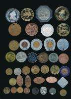 40 OLD TOKENS + MEDALS + ELONGATES    