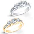 14k Gold 1 1/2ct TDW Round Diamond 3 stone Engagement Ring (K, I1 I2 