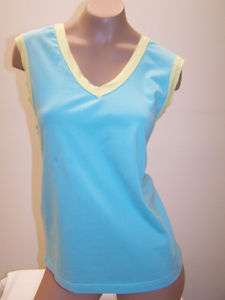   Point Turquoise & Yellow Tank Top M Great work out shirt NWOT  