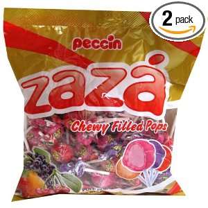 Zaza Assorted Pulp Pops Fruit Flavored Chewy Filled Kosher Lollipops 