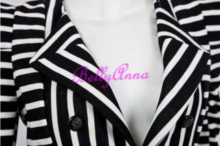 Sexy Women Vintage Stripes Shrug Elegant Suit Casual Party Suit Jacket 
