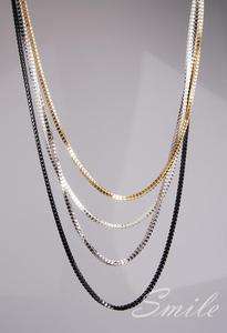   Hot Fashion Style Multi layer 4 Chains Gold Black Silver Necklace n524