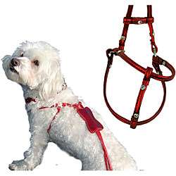 Crystal Step in Red Metallic X small Dog Harness  