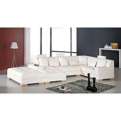 Danville Modern White Leather Sectional Sofa  