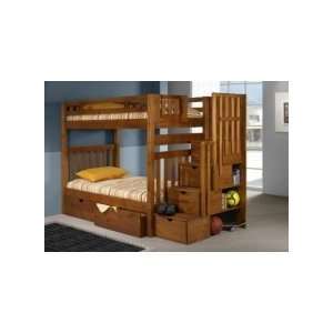   Donco Tall Honey Twin/Twin Mission Stairway Bunk Bed
