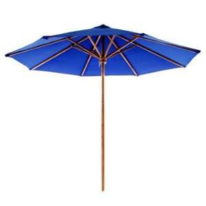  10 Foot Teak Market Umbrella   Natural White Canopy 
