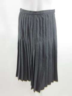 VALENTINO Gray Beige Wool Pleated Skirt Size 8  