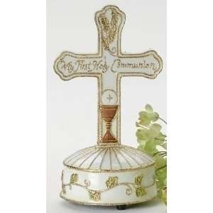 Set of 2 Cloisonne Musical First Communion Porcelain Crosses  