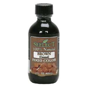 Seelect 100% Natural Food Coloring, Brown, 2 Ounce Bottle  