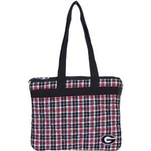   Bulldogs Ladies Red Black Plaid Quilted Carrier Bag
